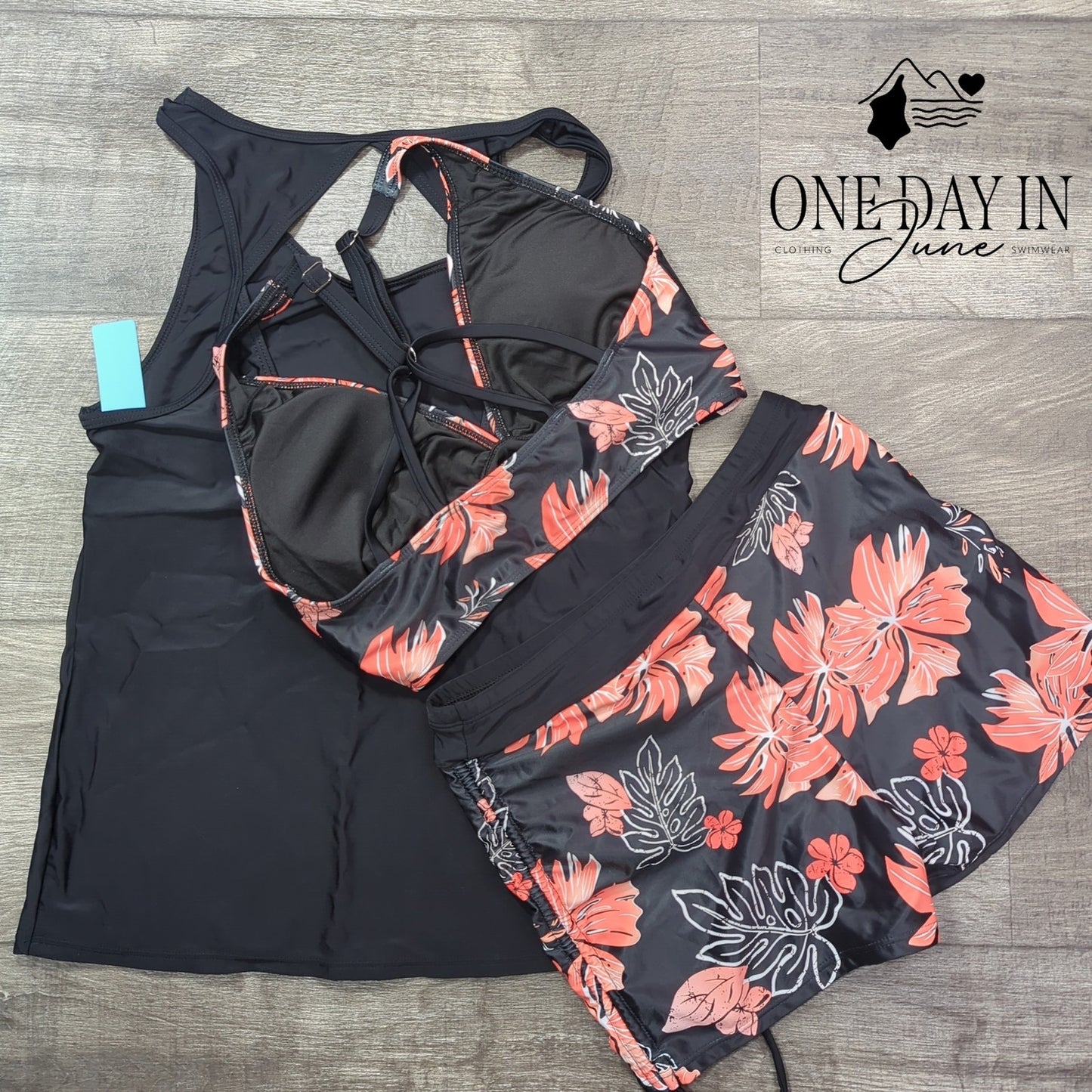 Yonique Crop Boyshort 3 Piece Bikini Swimsuit Size S