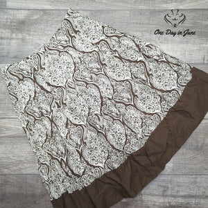 Apt. 9 Paisley A-Line Midi Skirt Brown Cream 100% Cotton Boho Size 4