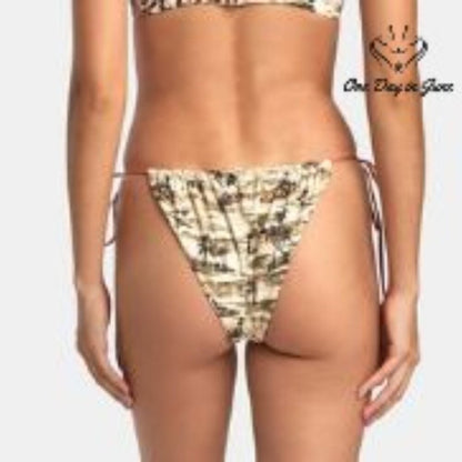 RVCA Tossed Reversible Slide Tie Bikini Bottom Floral Palm NWT $60 Size M