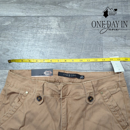 One5One Trouser Style Jeans Tan Khaki Straight Leg NWT Size 12