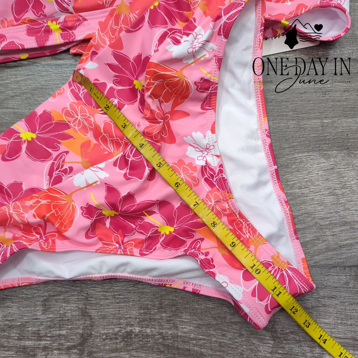 Sporlike Floral Ruffle Shoulder High Waist Bikini Swimsuit Pink NWT Size L