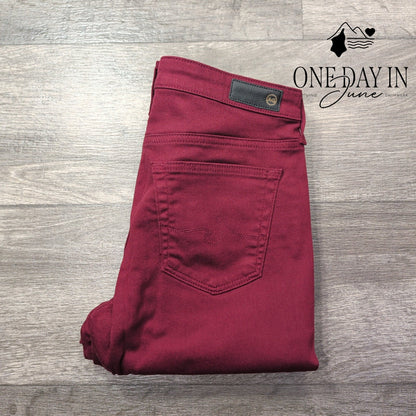 AG Adriano Goldschmied The Legging Ankle Super Skinny Jeans Burgundy NWT Size 4