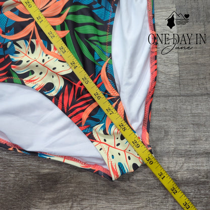 Aleumdr Tropical Twist Front Halter One Piece Swimsuit Size L