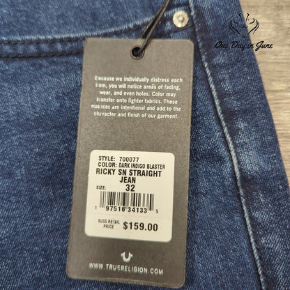 True Religion Ricky Relaxed Straight Leg Jeans Size 32