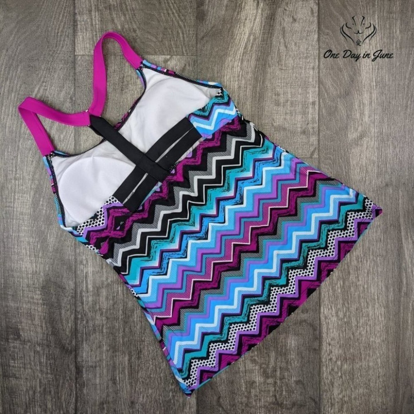 Dokotoo Striped Print Racerback Tankini Top Size S