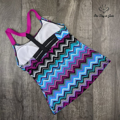 Dokotoo Striped Print Racerback Tankini Top Size S