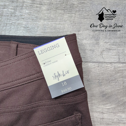 Style & Co Ponte Mid Rise Comfort Waist Legging Pants Size 18