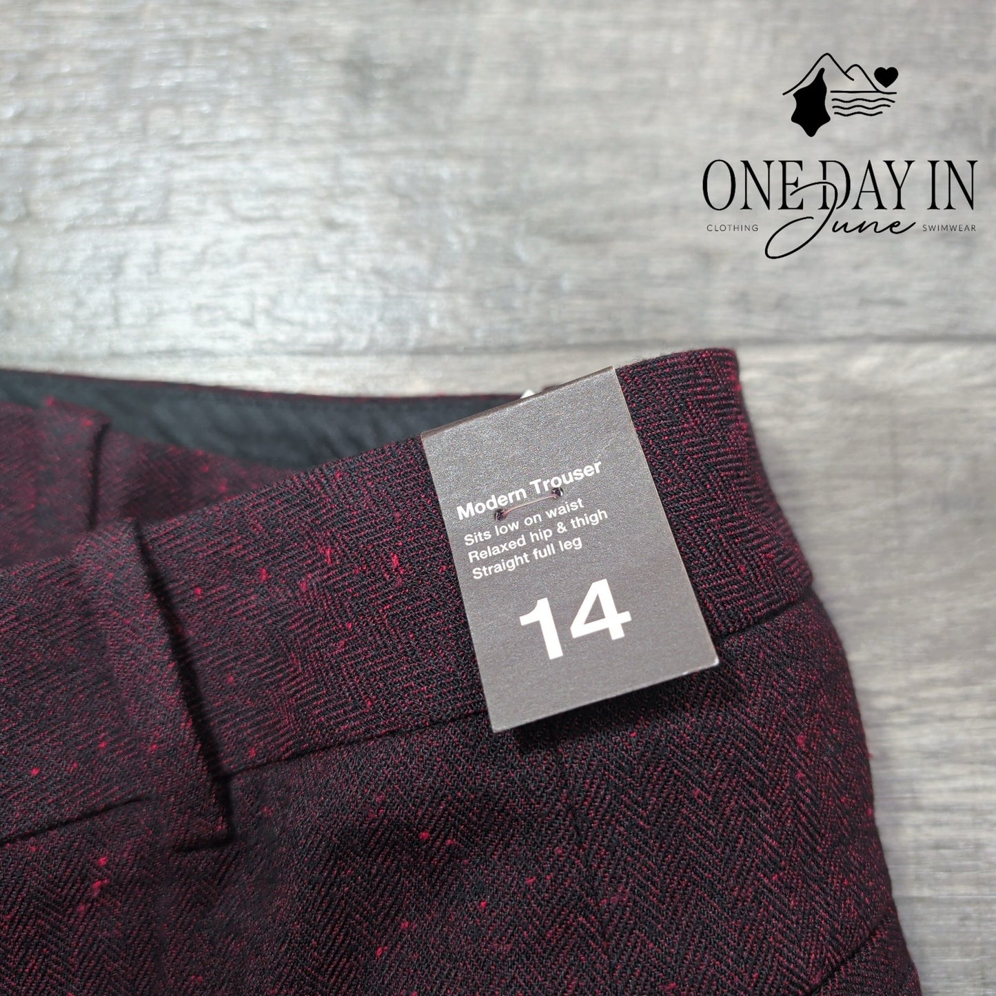 The Limited Modern Trouser Pants Burgundy Red Flecked Straight Leg NWT Size 14