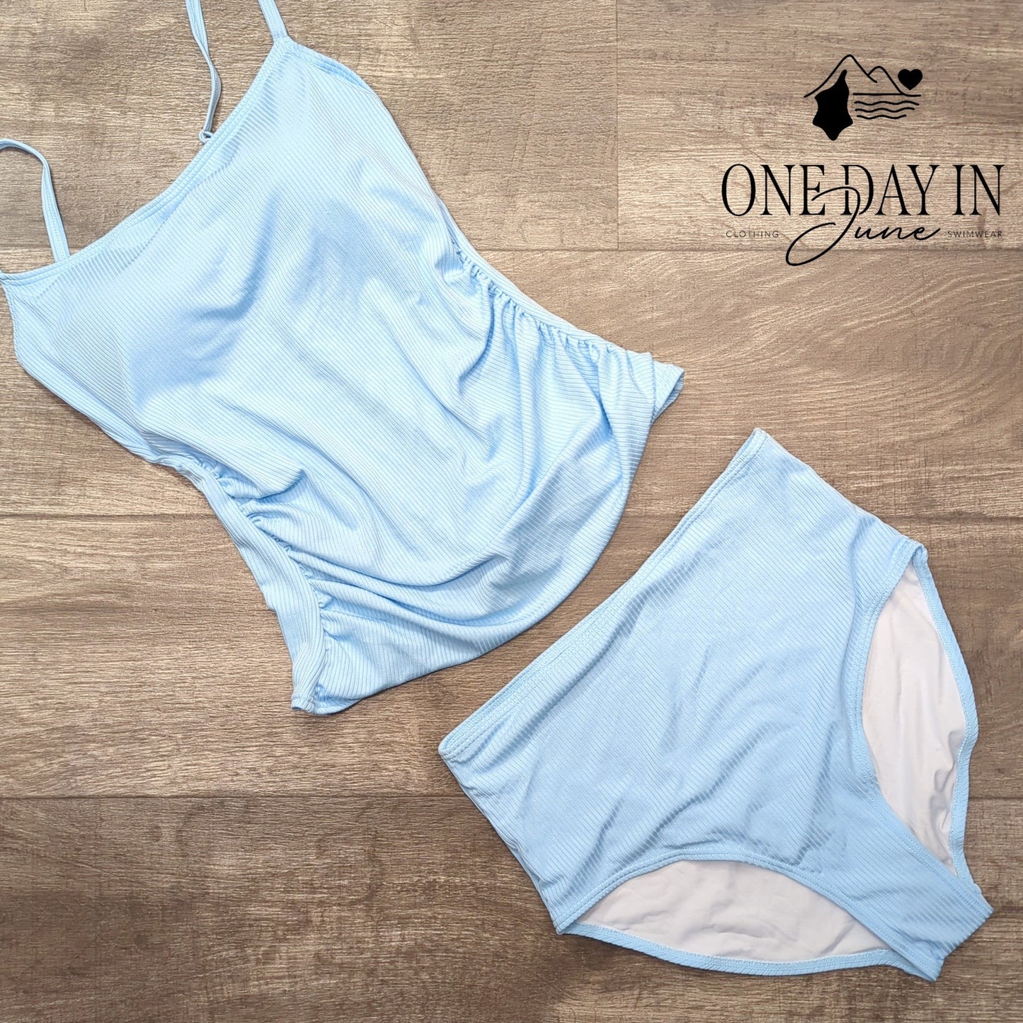 Eomenie High Waist Ribbed Tankini Swimsuit Size M