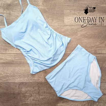 Eomenie High Waist Ribbed Tankini Swimsuit Size M