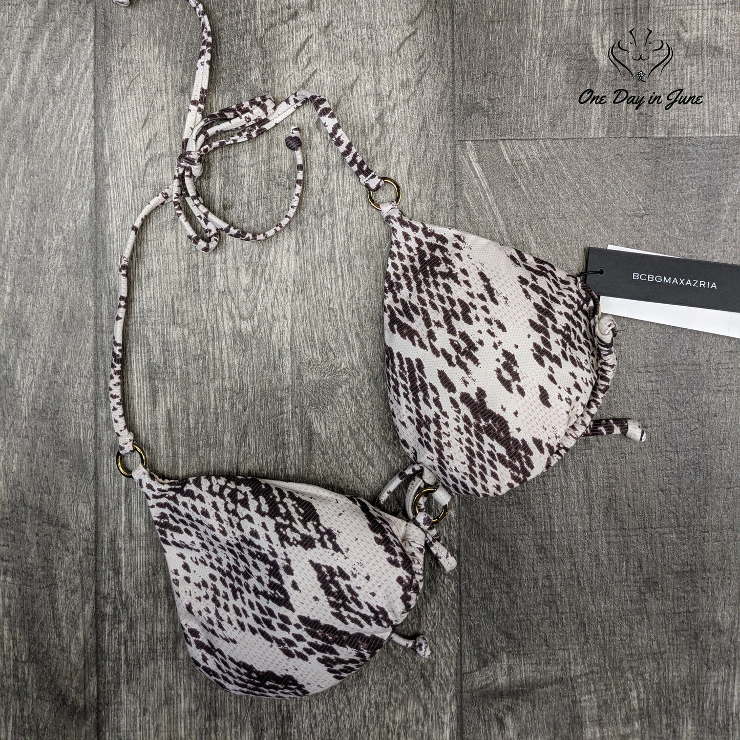 BCBGMAXAZRIA Strappy Triangle Bikini Top Swimsuit Size 8