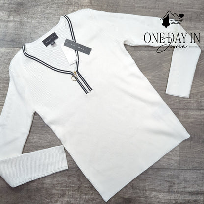 Premise Ribbed Long Sleeve Quarter Zip Sweater Size M