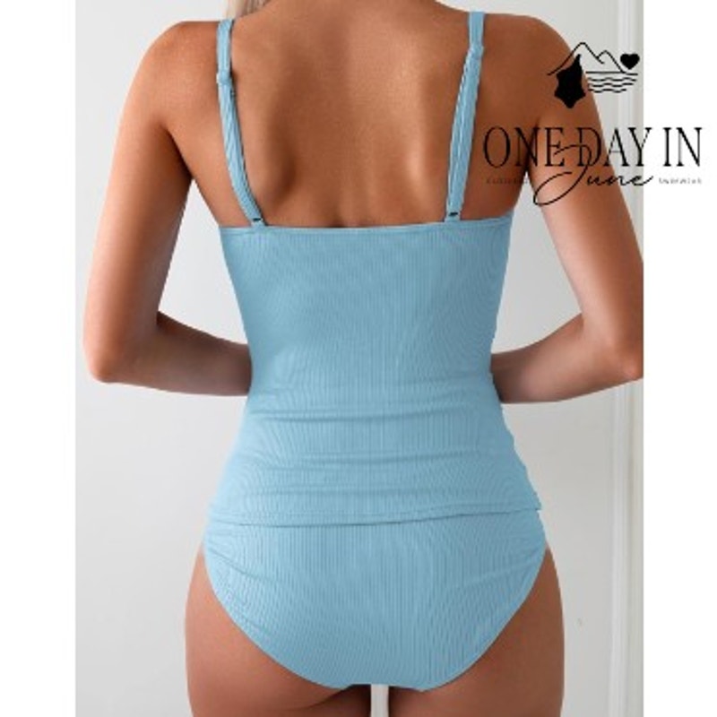 Eomenie High Waist Ribbed Tankini Swimsuit Size L