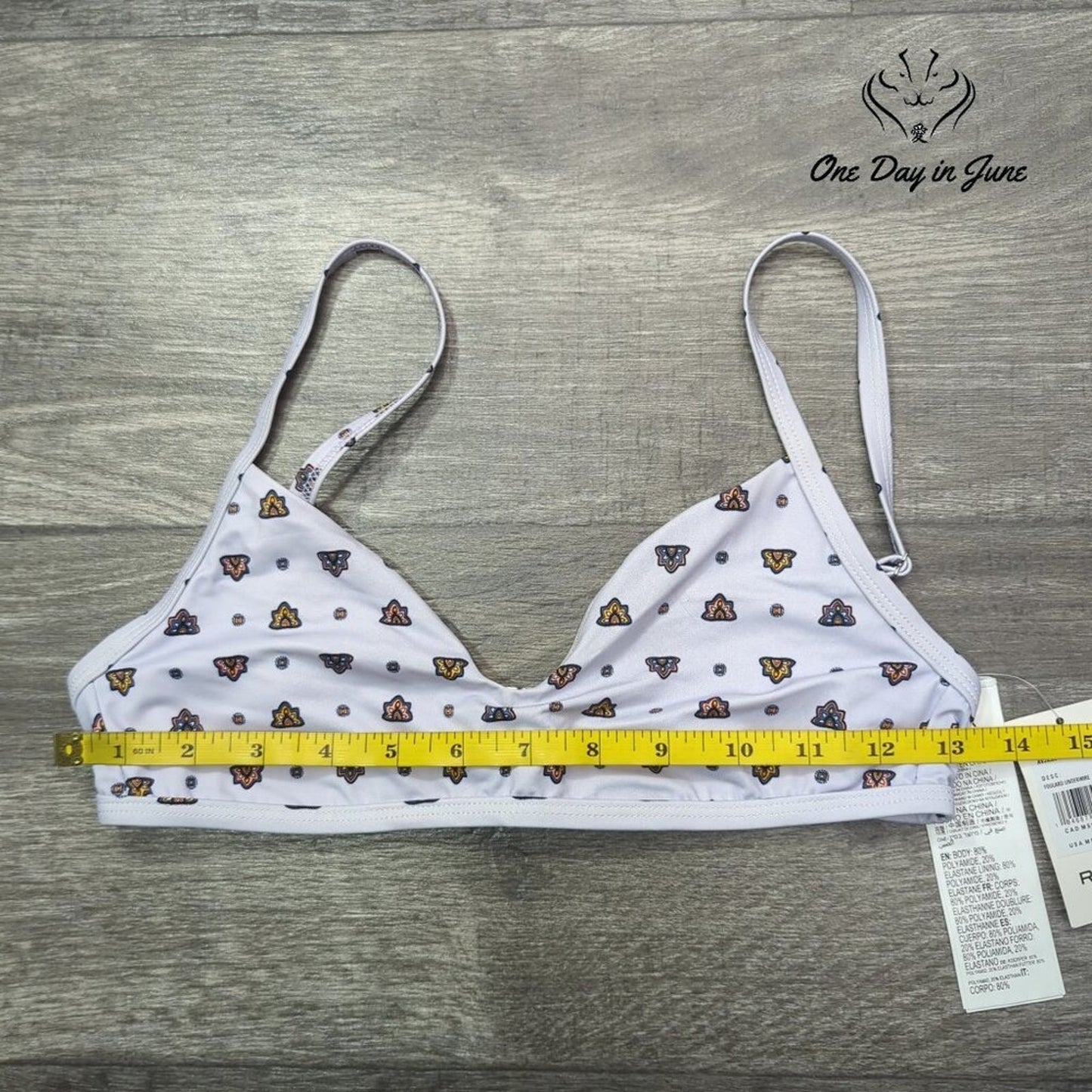 RVCA Foulard Underwire Bikini Top Lavender Geometric V Neck NWT Size XS