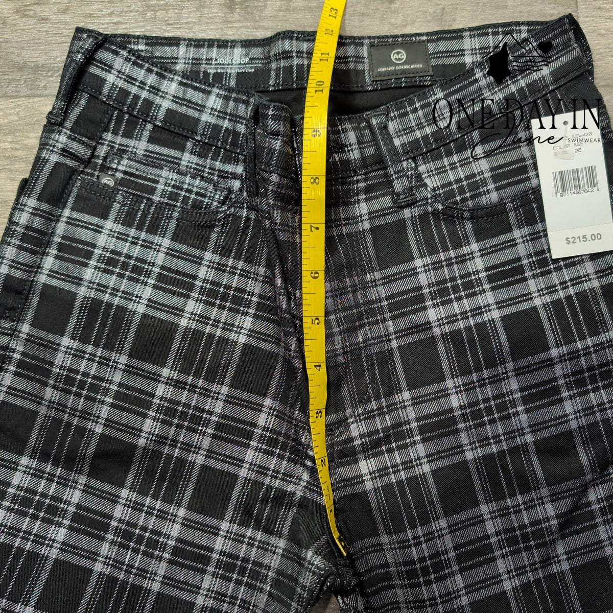AG Adriano Goldschmied Jodi High Rise Slim Flare Crop Jeans Plaid NWT Size 2
