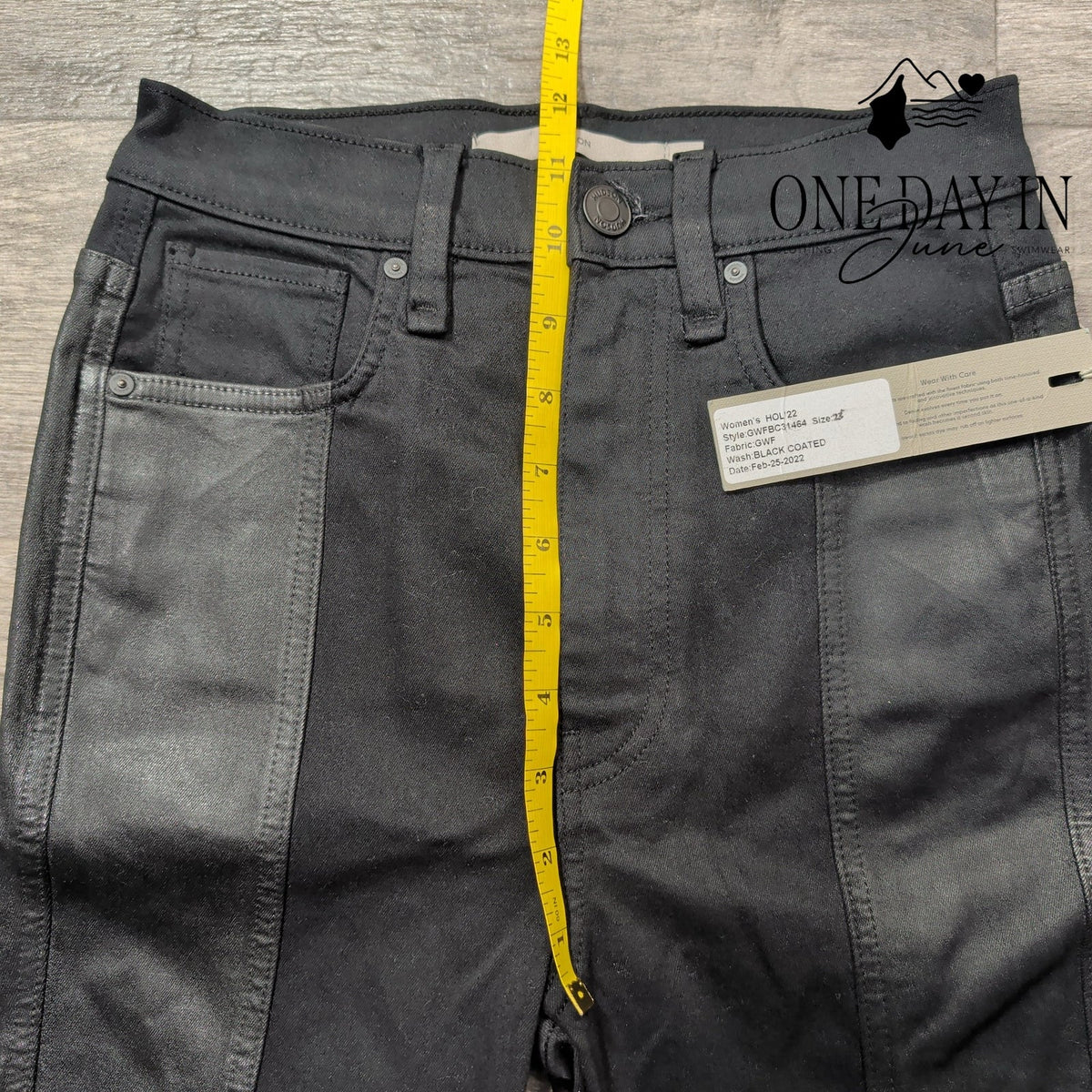 Hudson Coated Skinny Jeans Black Faux Leather Panel NWT Size 00 (25)