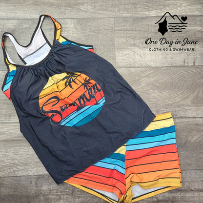 Charmleaks Plus Size Double Up Boyshort Tankini Swimsuit Size 0X