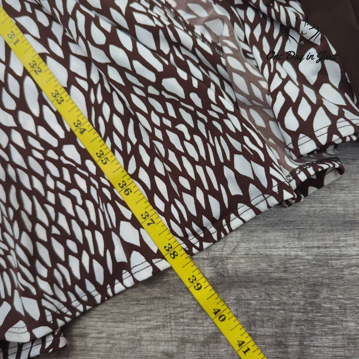 AGB Petite Abstract Print Faux Wrap Belted Midi Dress Brown White NWT Size 8P