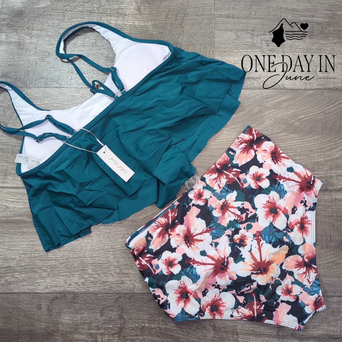 Edel Qual High Waist Founce Bikini Swimsuit Size L