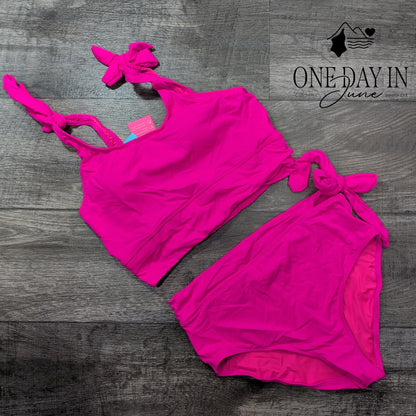 Yonique Tie Shoulder High Waist Bikini Swimsuit Size M
