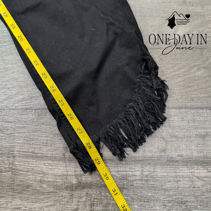 Ethyl Clothing Black Distressed Fringe Hem Jeans Stretch NWT Size 16