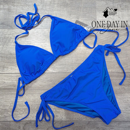 Tempt Me Halter Tie Back Tie Side Bikini Swimsuit Size L