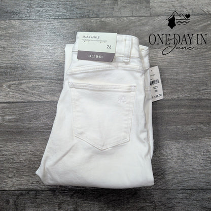 DL1961 Mara Ankle Jeans Oakley White Mid Rise Instasculpt Straight NWT Size 2