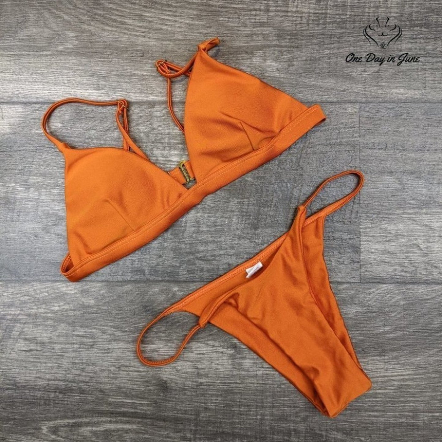 ZAFUL Solid Color Spaghetti Padded Brazilian Bottom Bikini Size S