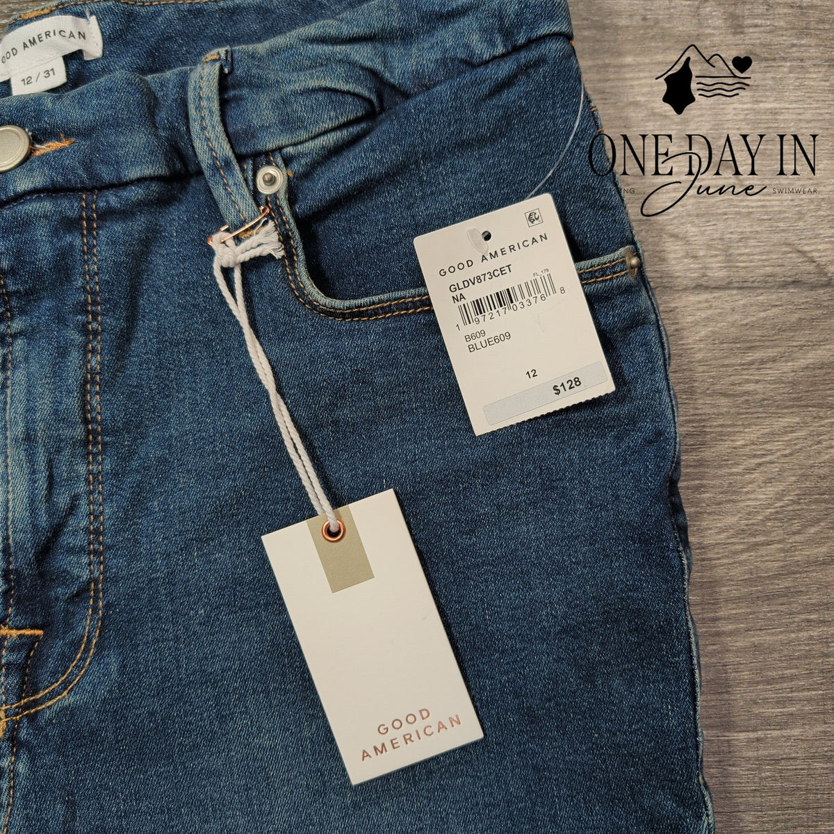 Good American Good Legs Skinny Jeans Blue Mid Rise NWT Size 12