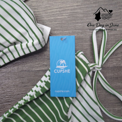 Cupshe Reversible Bottom Braid Back Tie Side Bikini Swimsuit Size S