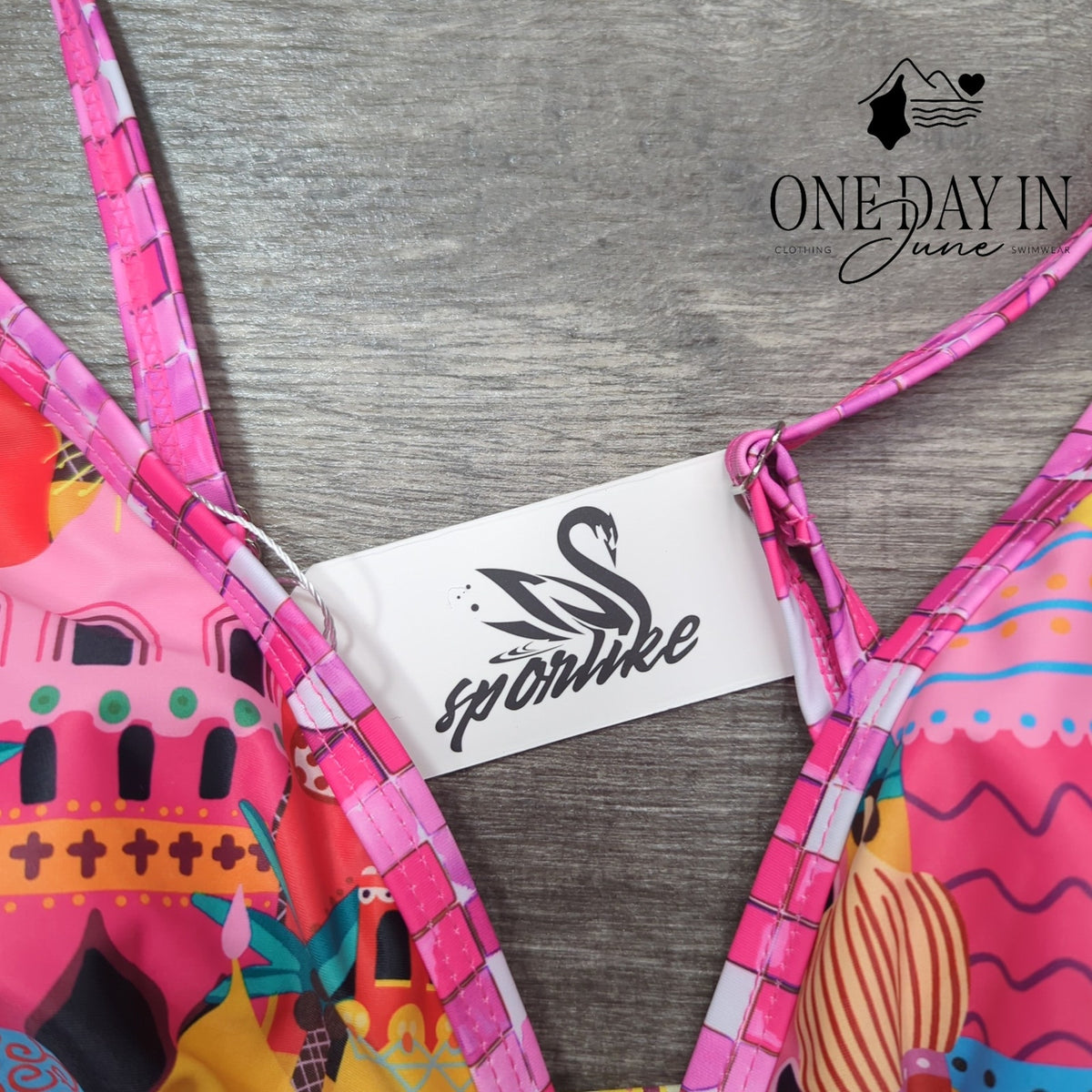 Sporlike Womens Tummy Control One Piece Swimsuit Colorful Print Pink Size M