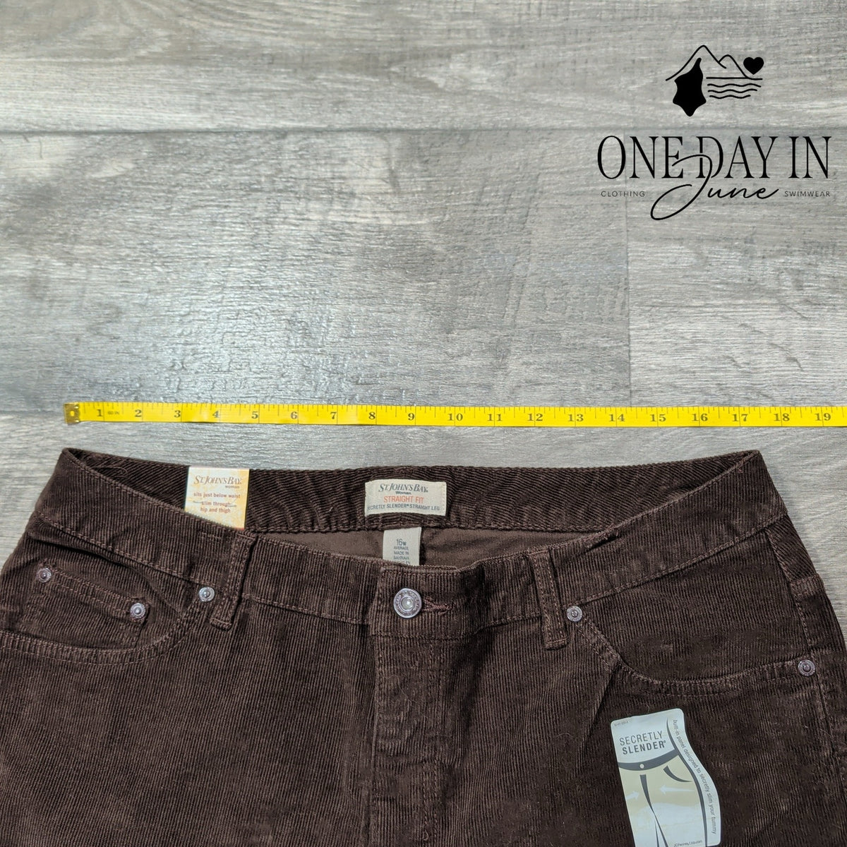 St. John's Bay Plus Size Straight Leg Corduroy Pants Brown NWT Size 16W
