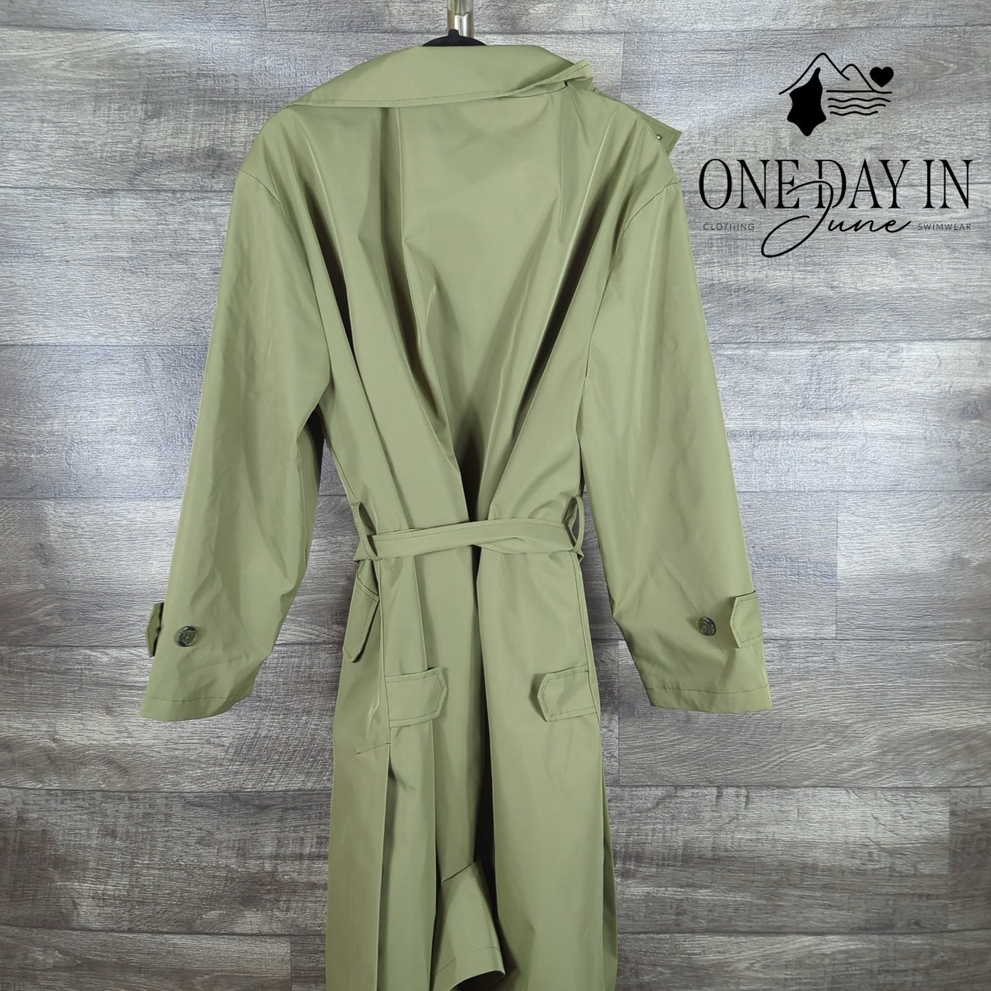 Rebecca Minkoff Belted Funnel Neck Trench Coat Olive Green NWT $228 Size XL