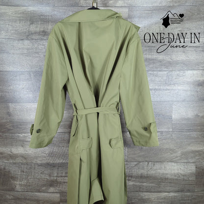 Rebecca Minkoff Belted Funnel Neck Trench Coat Olive Green NWT $228 Size XL