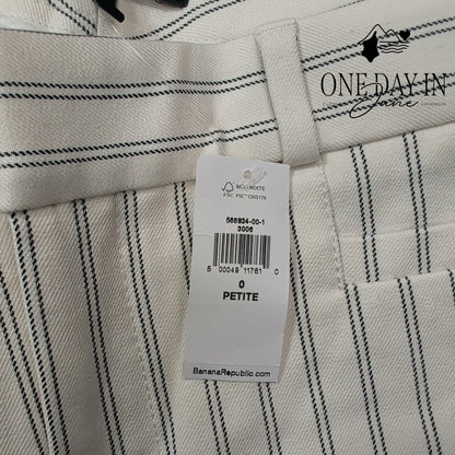 Banana Republic Modern Sloan Pants Ivory Black Pinstripe NWT Size 0P