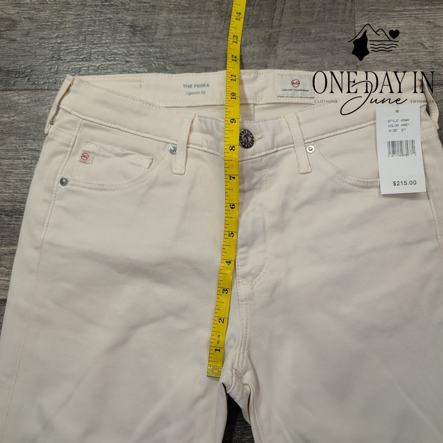 AG Adriano Goldschmied The Prima Cigarette Leg Jeans Cream Skinny NWT Size 4