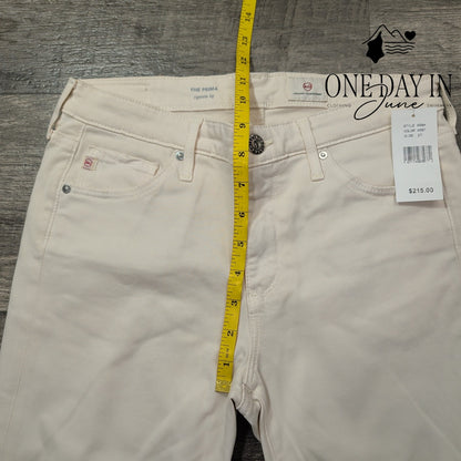 AG Adriano Goldschmied The Prima Cigarette Leg Jeans Cream Skinny NWT Size 4