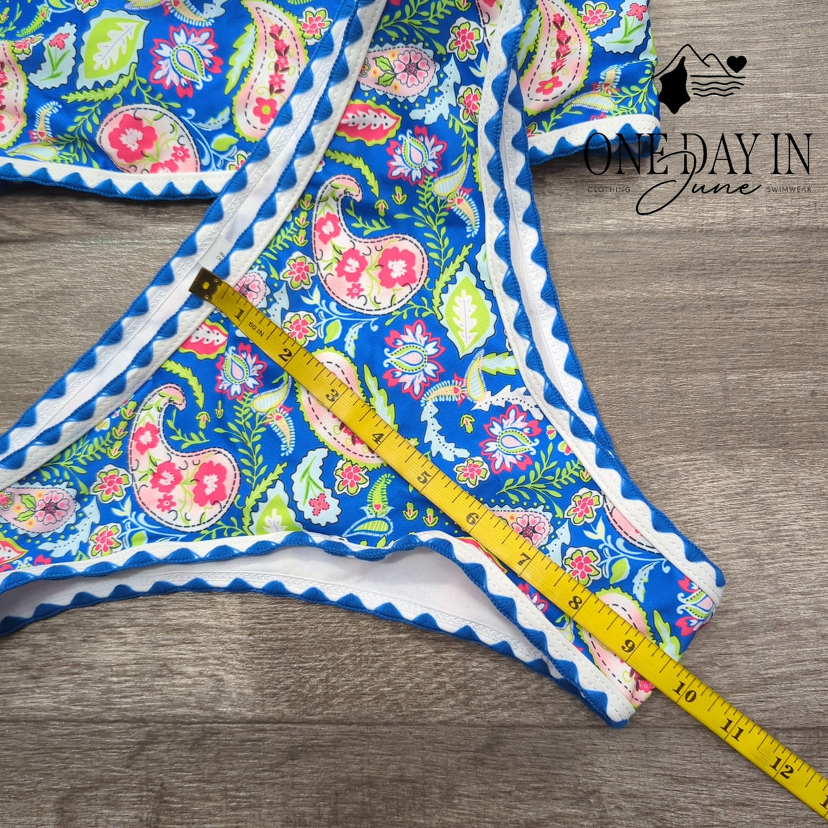 Zaful Floral Paisley Bandeau Bikini Swimsuit Blue NWT Size s