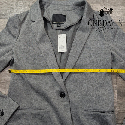 Banana Republic Single Button Blazer Gray Tailored Career Jacket NWT Size 6