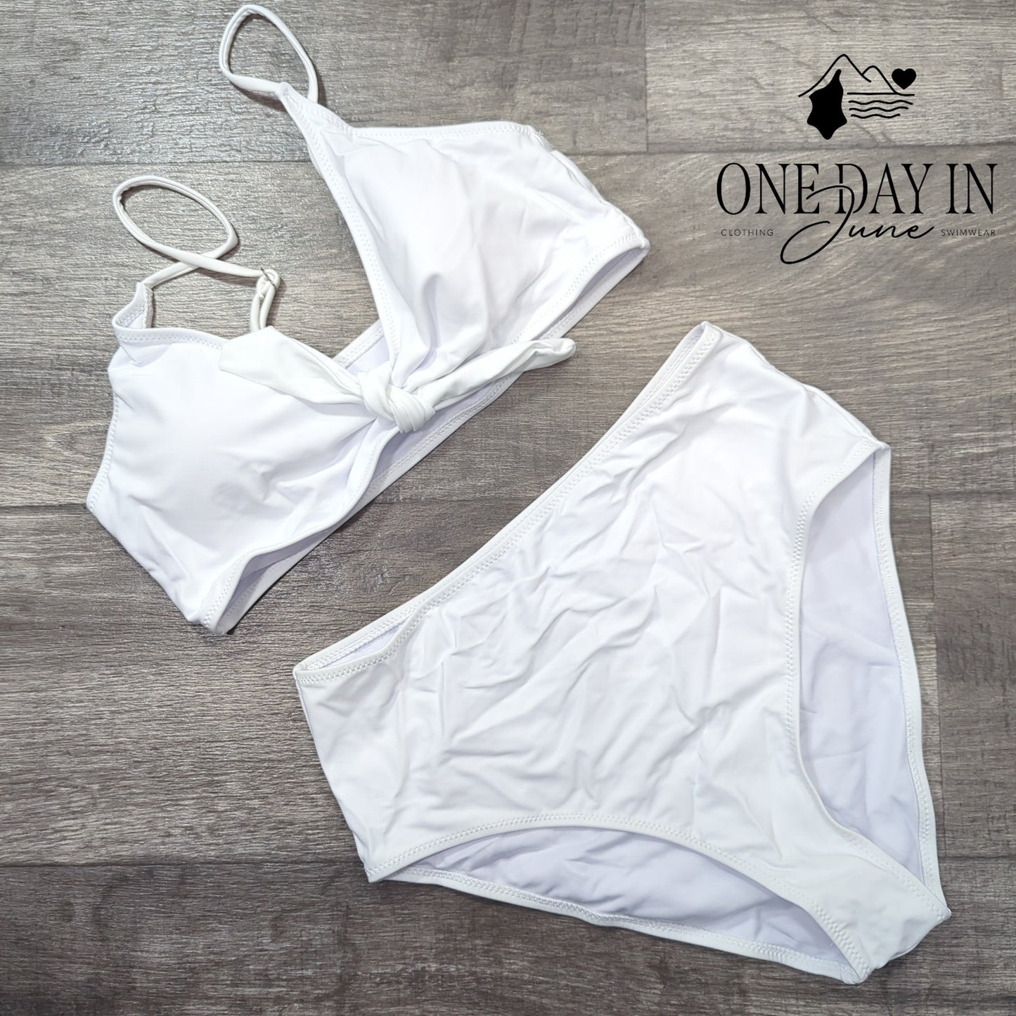 Honlyps High Waist Knot Front Bikini Swimsuit Size M