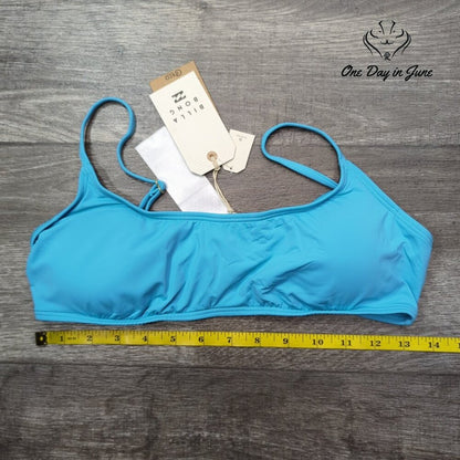 Billabong Sol Searcher Skinny Crop Bikini Top Blue Bandeau NWT $46 Size L