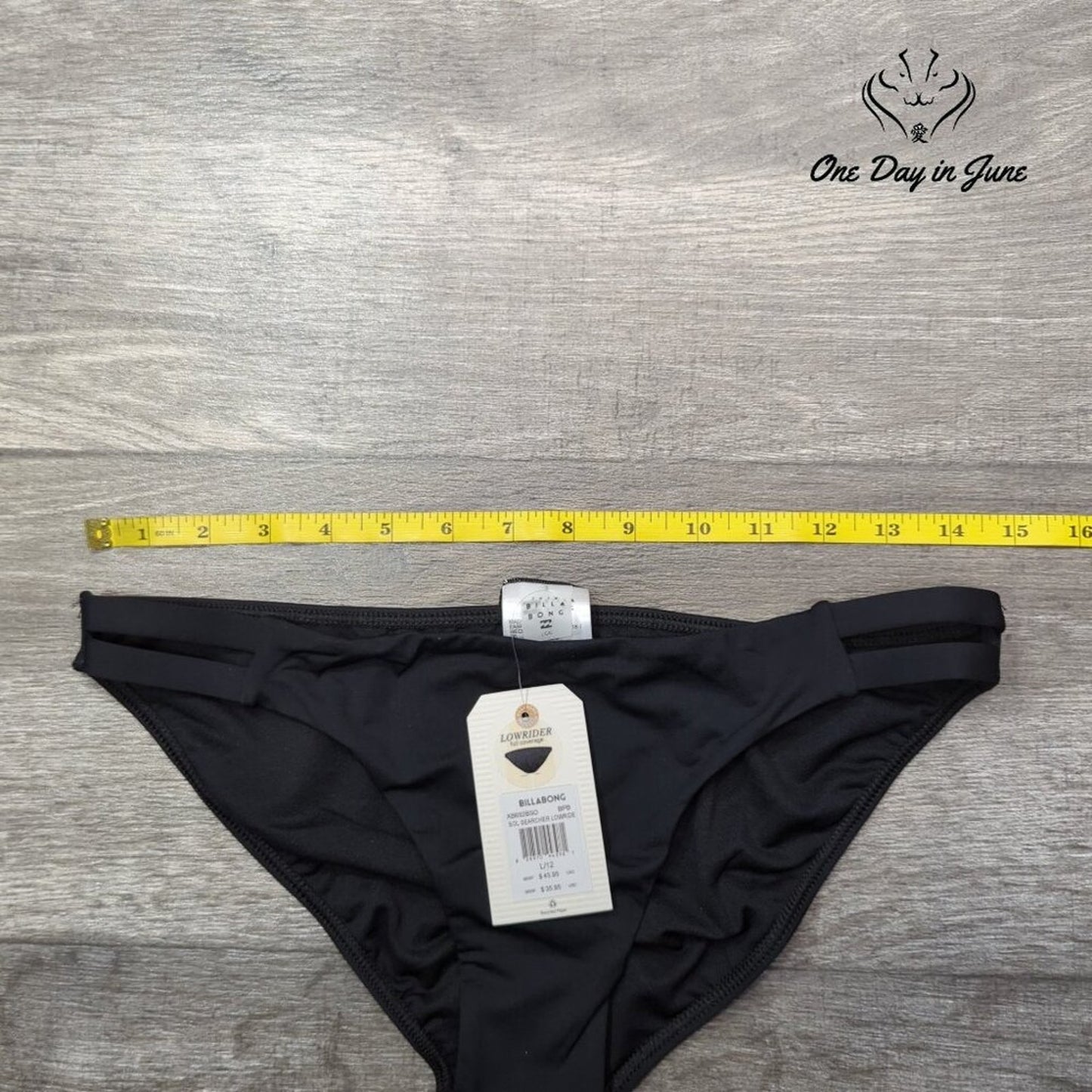 Billabong Sol Searcher Lowrider Bikini Bottom Black Full Coverage NWT Size L