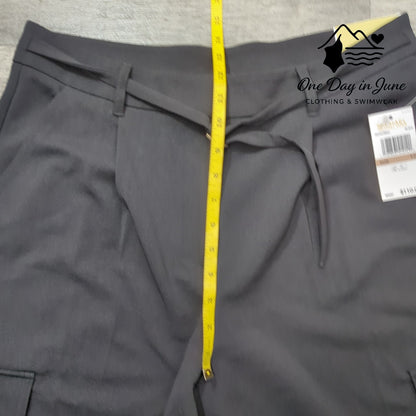 Michael Kors High Rise Wide Leg Cargo Pants Black Belted NWT Size 12