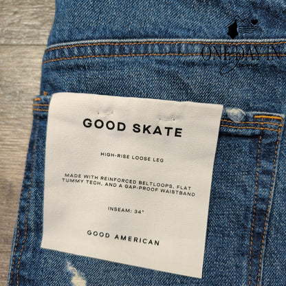 Good American Good Skate High Rise Wide Leg Jeans Indigo713 NWT $188 Size 10
