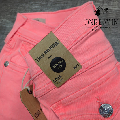 True Religion Cora Crop Straight Jeans Desert Sun Pink NWT $158 Size 23 (00)