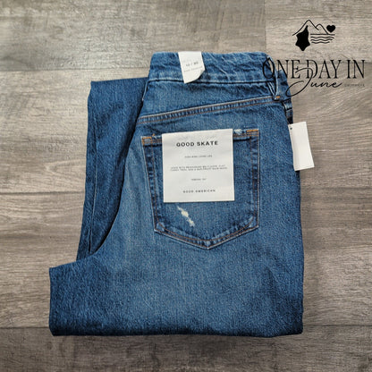 Good American Good Skate High Rise Wide Leg Jeans Indigo713 NWT $188 Size 10