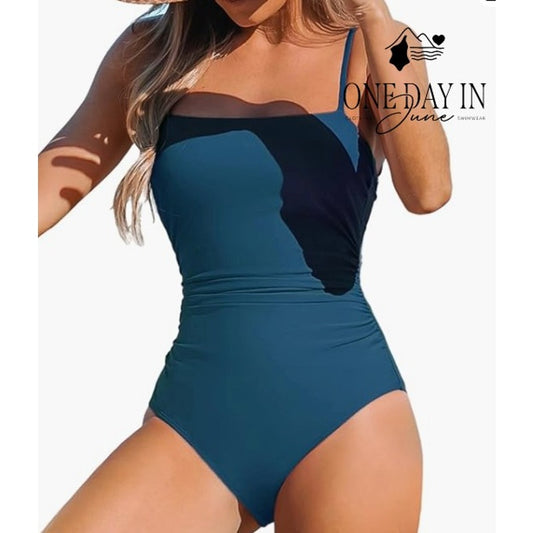 Cupshe Straight Neck Tummy Control One Piece Swimsuit Size M