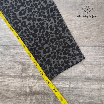 Loft Leopard Print Ponte Leggings Gray Black Pull On Skinny Pants Size S