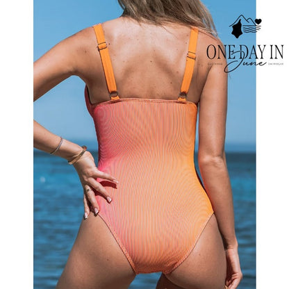 Cupshe Ribbed One Piece Swimsuit Size L