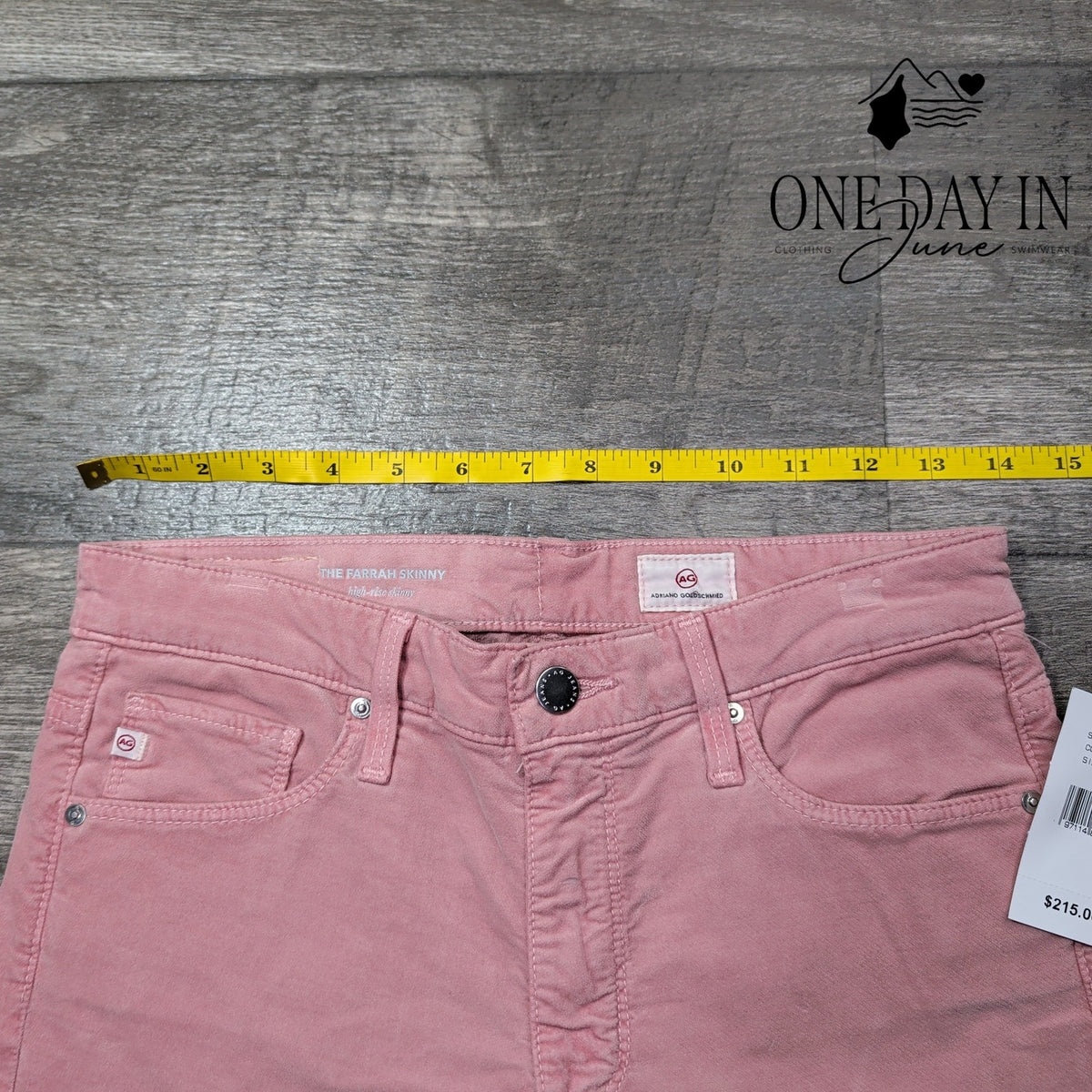 AG Adriano Goldschmied The Farrah Skinny Velveteen Jeans Dusty Pink NWT Size 4